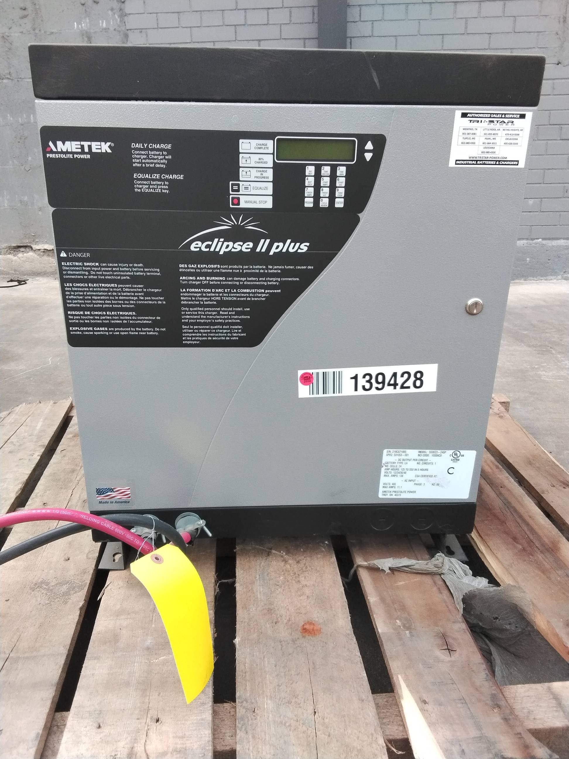 Ametek Prestolite Power Model: 550EC3-24SP 12/24/36/48V Industrial Forklift Battery Charger